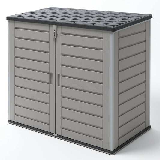 Plastic Storage Sheds Weather Resistance, CASEMIOL Resin Outdoor Storage Cabinet for Backyards and Patios - Gray, 350 Gal Capacity