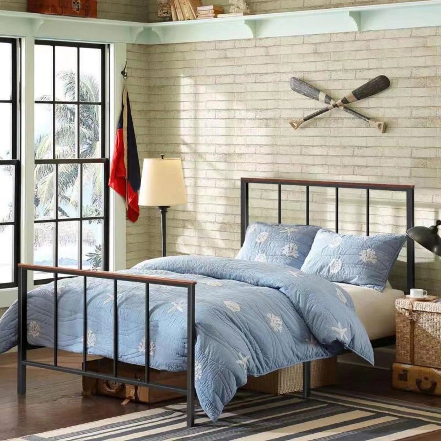 Twin Size Platform Bed Frame with Headboard, Metal Bed Frame with Sturdy Slat Support, Bed Frame with Under Bed Storage, No Box Spring Needed, Noise-free Design, Easy Assembly, for Teen Adult, Black