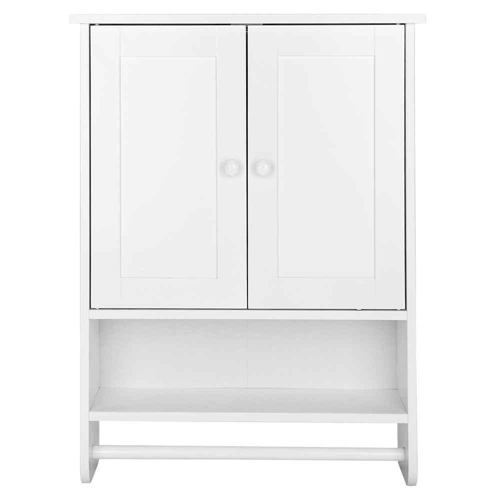 CASEMIOL Space Saving Cabinet Above Toilet, Bathroom Wall Cabinet, Medicine Cabinet with 2 Doors and Towel Rack Open Shelves, Living Room Kitchen Cabinet White