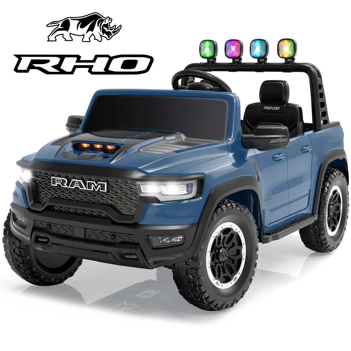 24V Ride On Car Toys with Remote Control, Licensed RAM 1500 Electric Car for Kids with 2 Seater, Power Ride On Truck with 4 Wheels Suspension, Bluetooth, MP3, Toddler Car for Boys Girls 3+