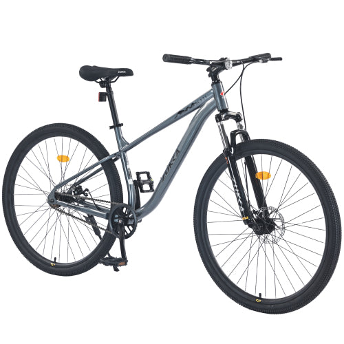 29 Inch Wheels Mountain Bike, Single Speed Bicycle with Double Disc Brakes, Outdoor Road Cycling Bike with Front Suspension Fork, All Terrain Bikes for Men/Women Adult and Boys/Girls, Blue