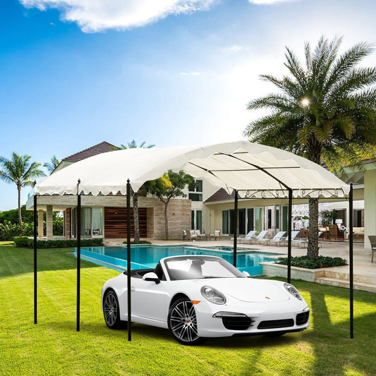 13x10 FT Carport Shelter Garage Tent, CASEMIOL Carport Heavy Duty Car Canopy with Included Anchor Kit, Portable Outdoor Storage Shelter for Patio, Backyard, Lawns, Parties, White