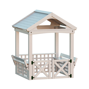CASEMIOL Outdoor Wooden Playhouse with bench and door