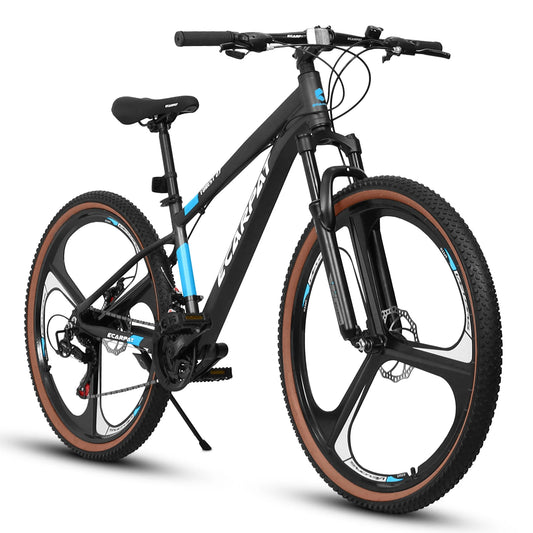 27.5 Inch Mountain Bike, 21 Speed Road Bicycle with Dual Disc Brakes, Adult Bike with All-Terrain Tyres&Shock Absorbing Design, Mountain Bikes with Aluminum Alloy Frame for Men and Women