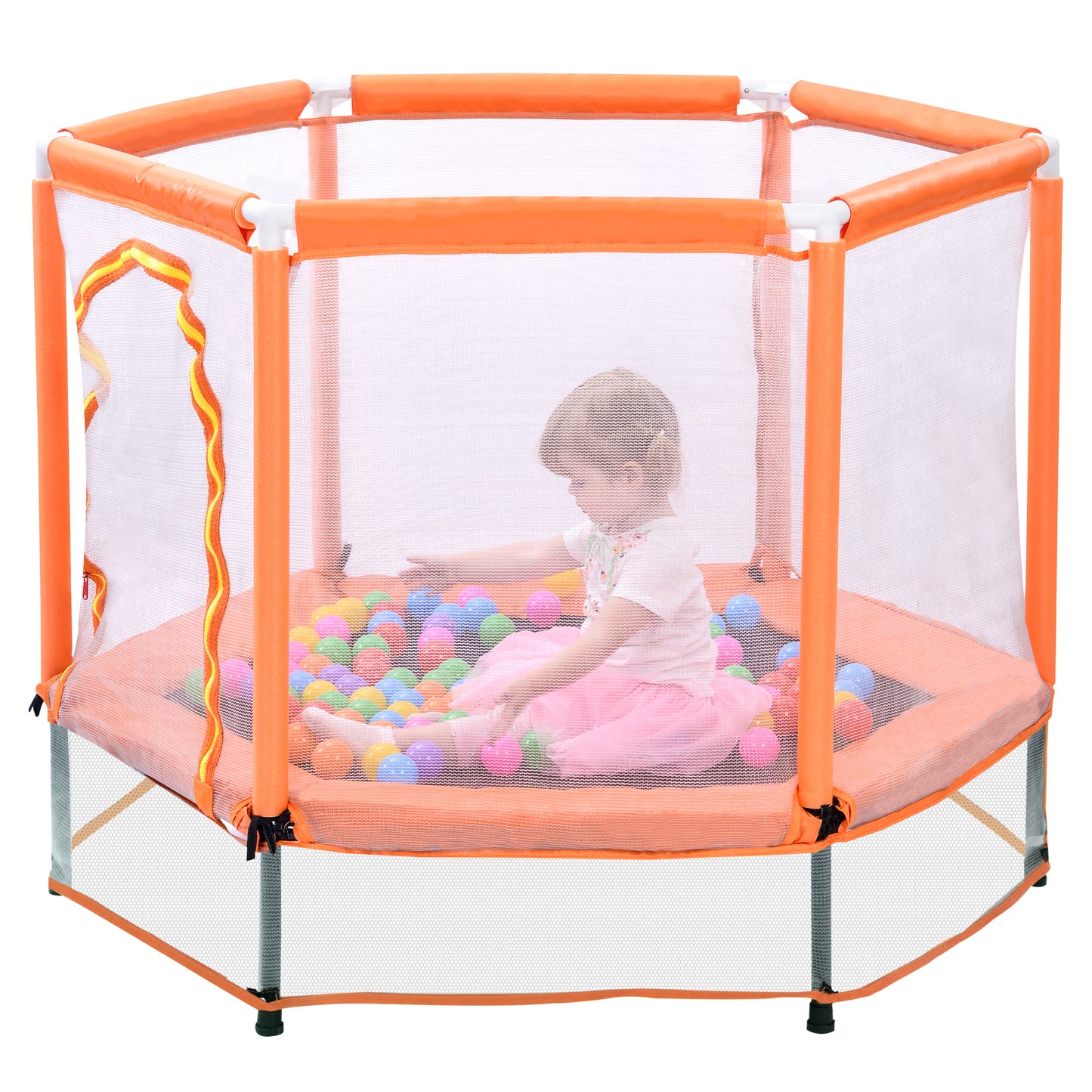 55'' Mini Trampoline for Kids with Enclosure Net & Balls, CASEMIOL Small Round Toddler Trampoline forI ndoor Outdoor, Perfect Trampoline Gift for Boys Girls, Blue