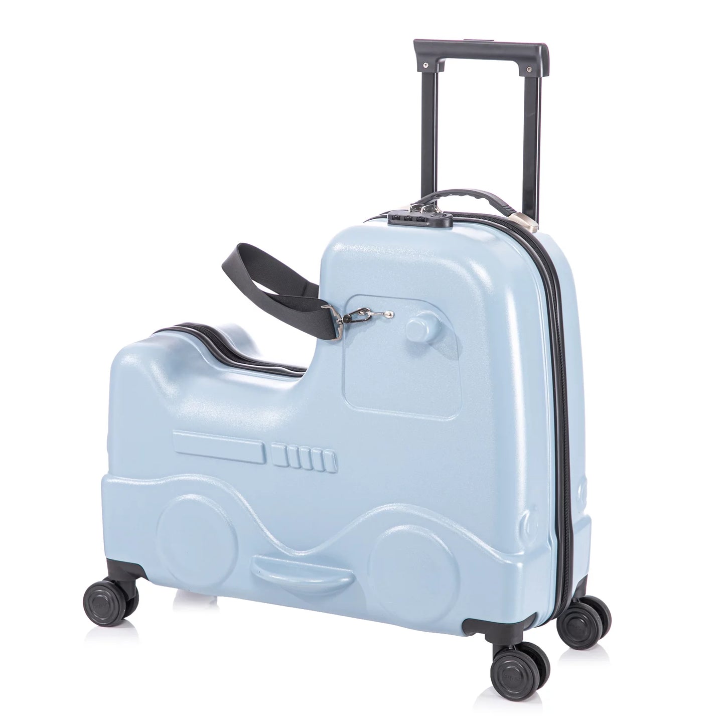 Ride On Suitcase for Kids, CASEMIO Carry-on Tollder Luggage with 4 Wheels Suitcase to Kids Aged 2-8 Years Old, Trolley Suitcase Travel Luggage for Child’s Gift, Blue