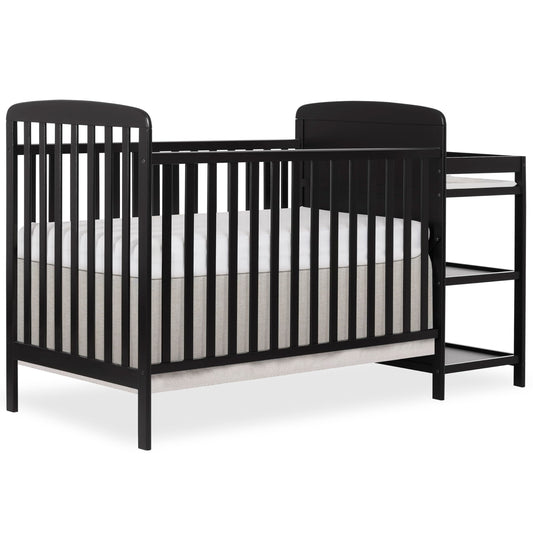 CASEMIOL 3-In-1 Convertible Crib and Detachable Changer, New Zealand Pinewood Baby Crib, Toddler Daybed Bed with 3 Heights, Non-Toxic Finish, Easy to Assemble, Stone Gray