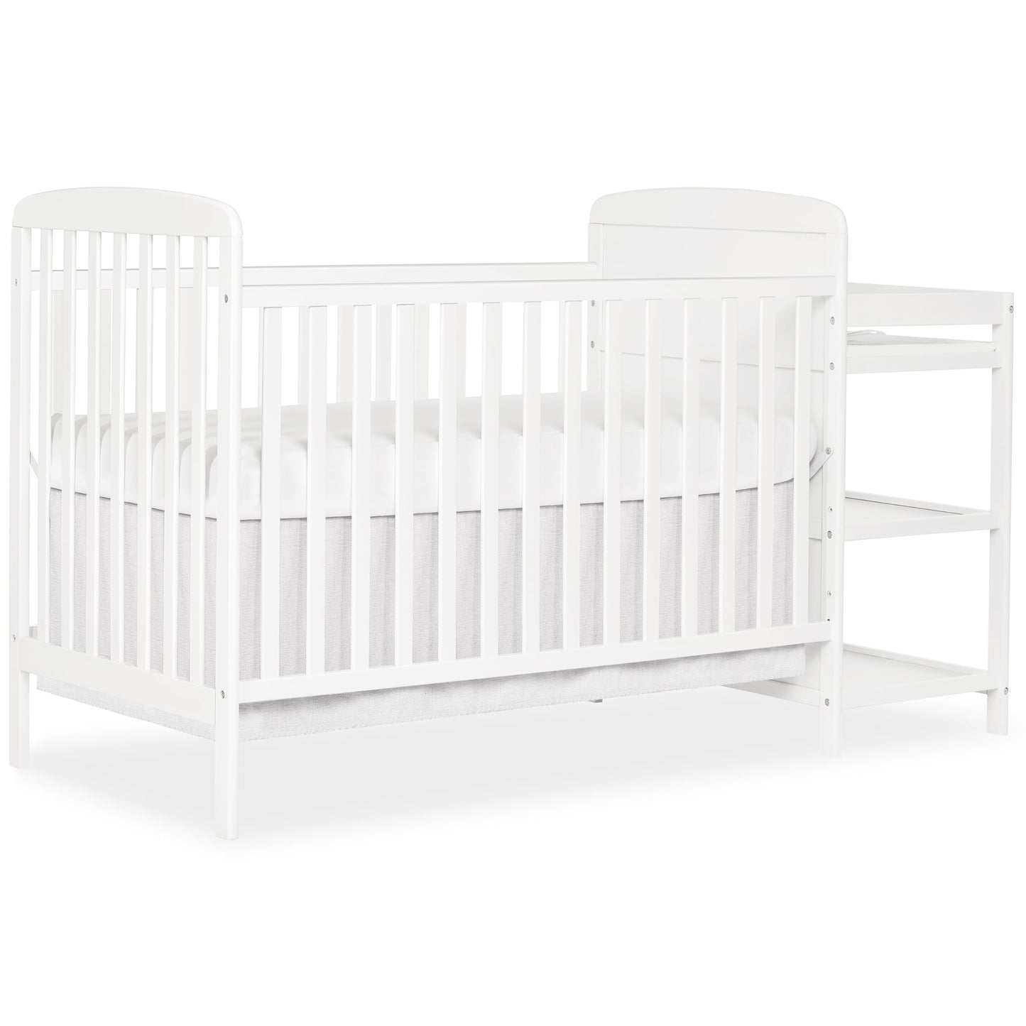 CASEMIOL 3-In-1 Convertible Crib and Detachable Changer, New Zealand Pinewood Baby Crib, Toddler Daybed Bed with 3 Heights, Non-Toxic Finish, Easy to Assemble, Stone Gray