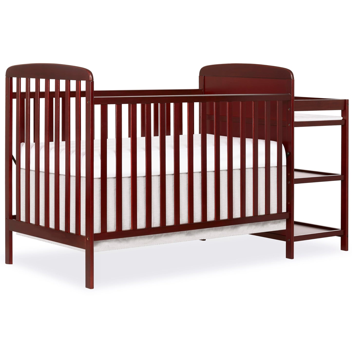 CASEMIOL 3-In-1 Convertible Crib and Detachable Changer, New Zealand Pinewood Baby Crib, Toddler Daybed Bed with 3 Heights, Non-Toxic Finish, Easy to Assemble, Stone Gray