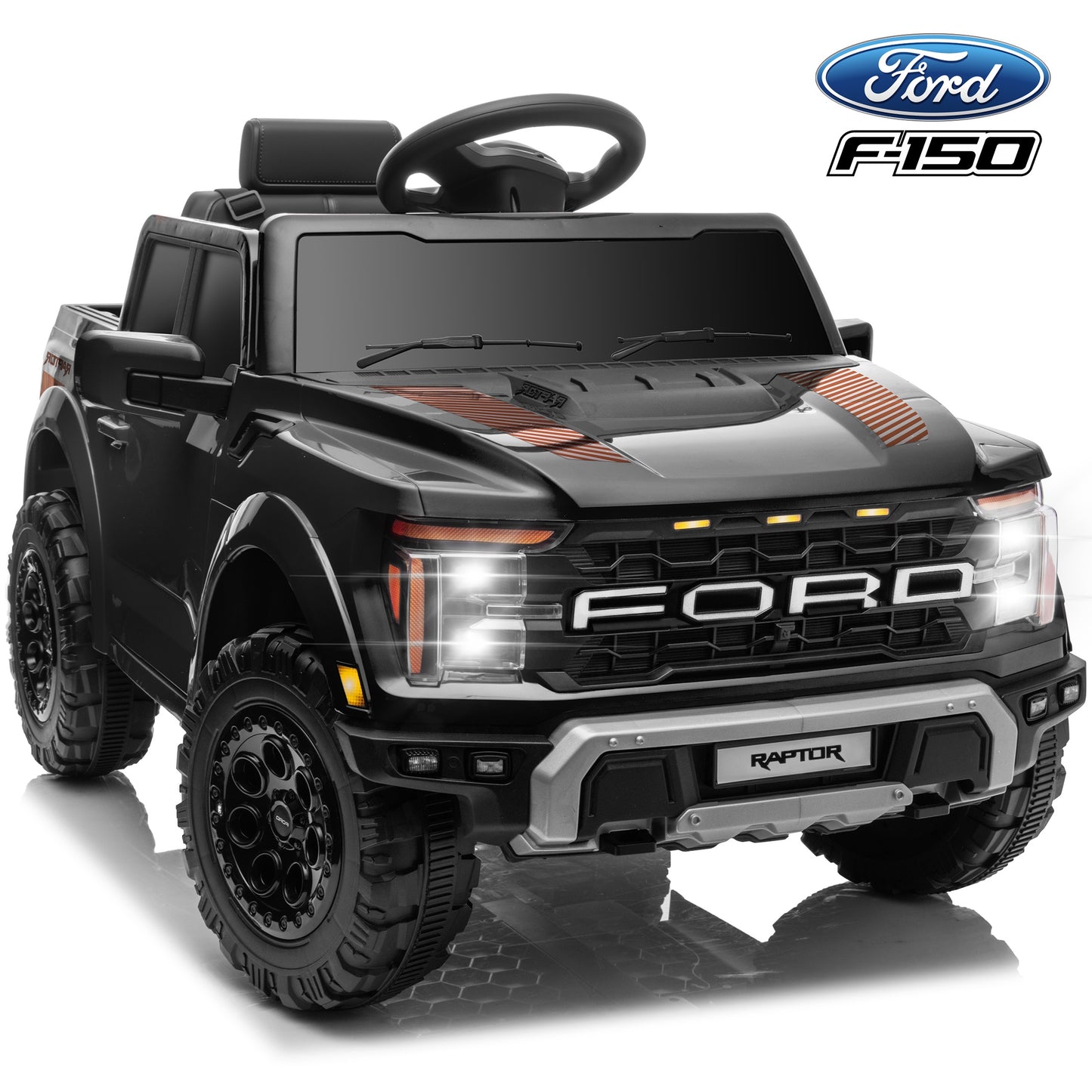 CASEMIOL 12V Ford F150 Raptor Kids Ride On Truck, Electric Car with Remote Control, Bluetooth Music, Suspension Wheels, Ride On Toys for Boys & Girls Ages 3-5, Gift for Kids