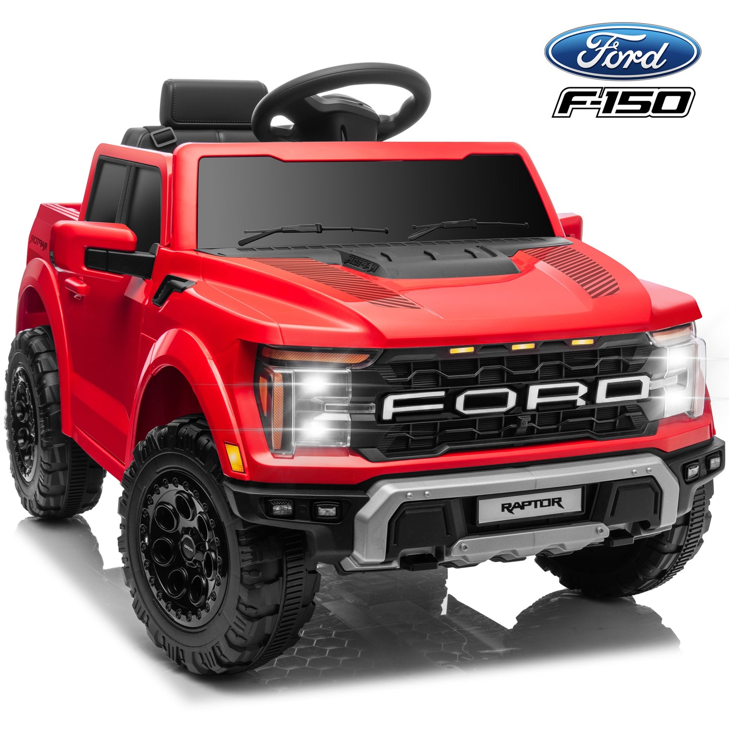 CASEMIOL 12V Ford F150 Raptor Kids Ride On Truck, Electric Car with Remote Control, Bluetooth Music, Suspension Wheels, Ride On Toys for Boys & Girls Ages 3-5, Gift for Kids