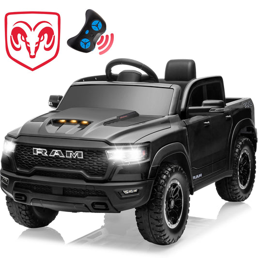 RAM 1500 RHO 12V Kids Ride on Toys Truck Car with Remote Control, Power Car Wheels, Electric Toddler Car for Kids 3-5 Yrs with Suspension, Bluetooth, LED, Gifts for Christmas & Birthday